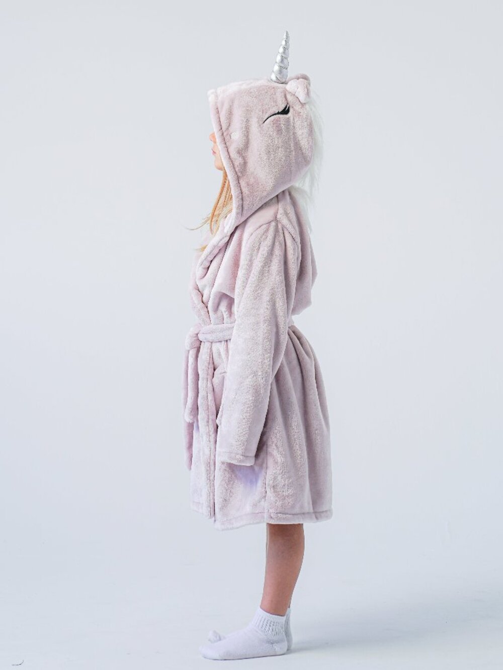 PLSH BUNNY Kids Plush Unicorn Cozy Fleece Hooded Robe